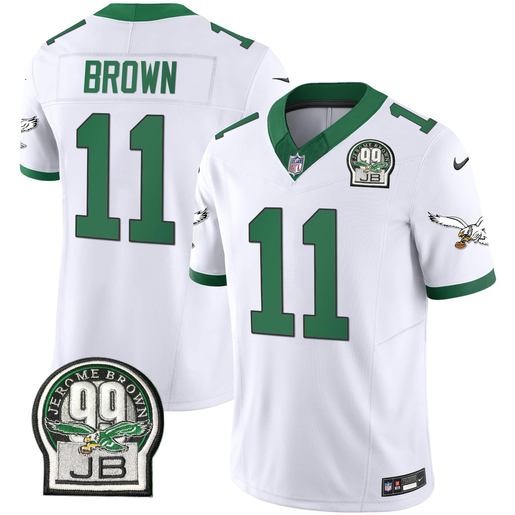 Men Philadelphia Eagles #11 Brown White 2024 Nike Jerome Brown Patch Alternate Limited NFL Jersey->indianapolis colts->NFL Jersey